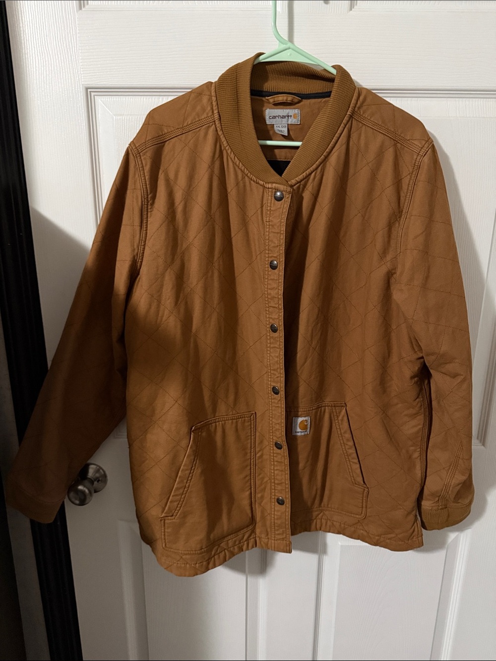 Carhartt Quilted Tan-Brown Work Jacket with Patch Pockets